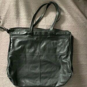 Massimo Dutti black leather shoulder bag
